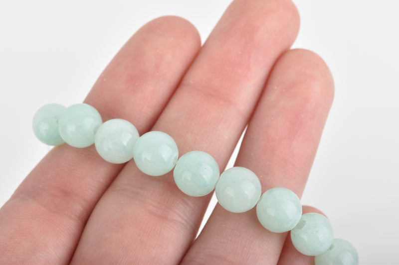 8mm AQUAMARINE Green Blue Round Dyed Jade Gemstone Beads, full strand 50 beads gjd0017