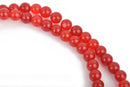 8mm WATERMELON RED Round Dyed Jade Gemstone Beads . 15.5" strand . about 51 beads gjd0024