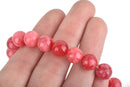 10mm Malaysian JADE Red, Pink, and White Swirl . Round Gemstone Beads . 16" strand . about 40 beads gjd0030