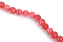 10mm Malaysian JADE Red, Pink, and White Swirl . Round Gemstone Beads . 16" strand . about 40 beads gjd0030