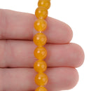 8mm Yellow Jade Beads, Round Gemstone Beads, full strand, about 50 beads GOLDEN YELLOW gjd0043