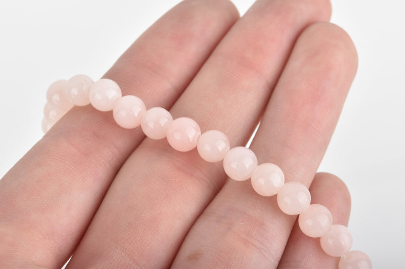 6mm Light PINK Round Dyed Candy Jade Gemstone Beads, full strand, about 60 beads gjd0053