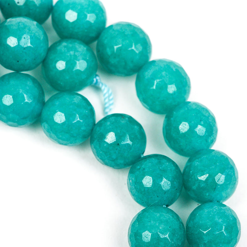 10mm Round Faceted DARK SPEARMINT GREEN Jade Gemstone Beads, full strand gjd0058