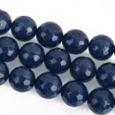 12mm Round Faceted NAVY BLUE JADE Gemstone Beads, full strand gjd0090