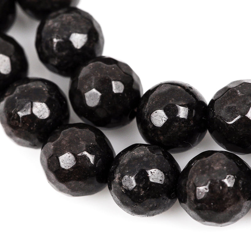 8mm Round Faceted CHOCOLATE BROWN Jade Gemstone Beads, full strand gjd0098