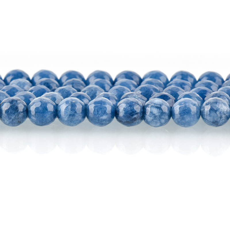 6mm Round Faceted DENIM BLUE JADE Gemstone Beads, full strand, 63 beads, gjd0205