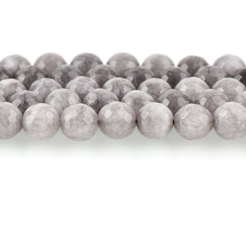 8mm Round Faceted STEEL GREY JADE Gemstone Beads, full strand, 48 beads, gjd0207