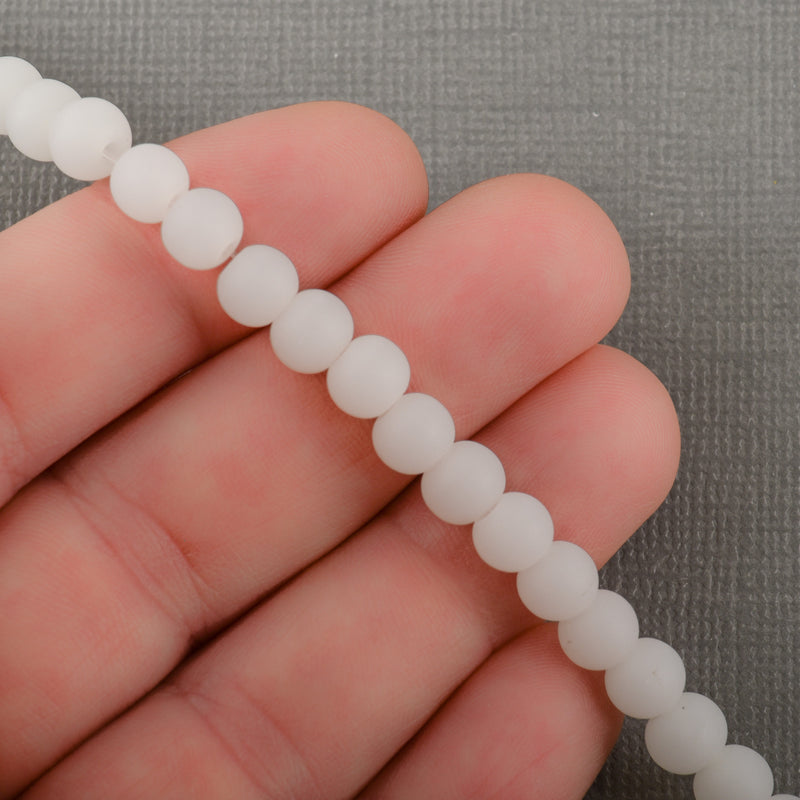 6mm WHITE Frosted JADE Round Beads, Matte Natural Gemstone Beads, full strand, about 72 beads, gjd0208