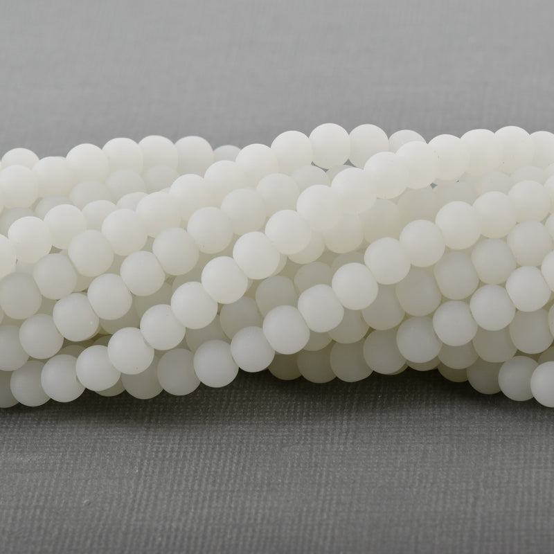 6mm WHITE Frosted JADE Round Beads, Matte Natural Gemstone Beads, full strand, about 72 beads, gjd0208