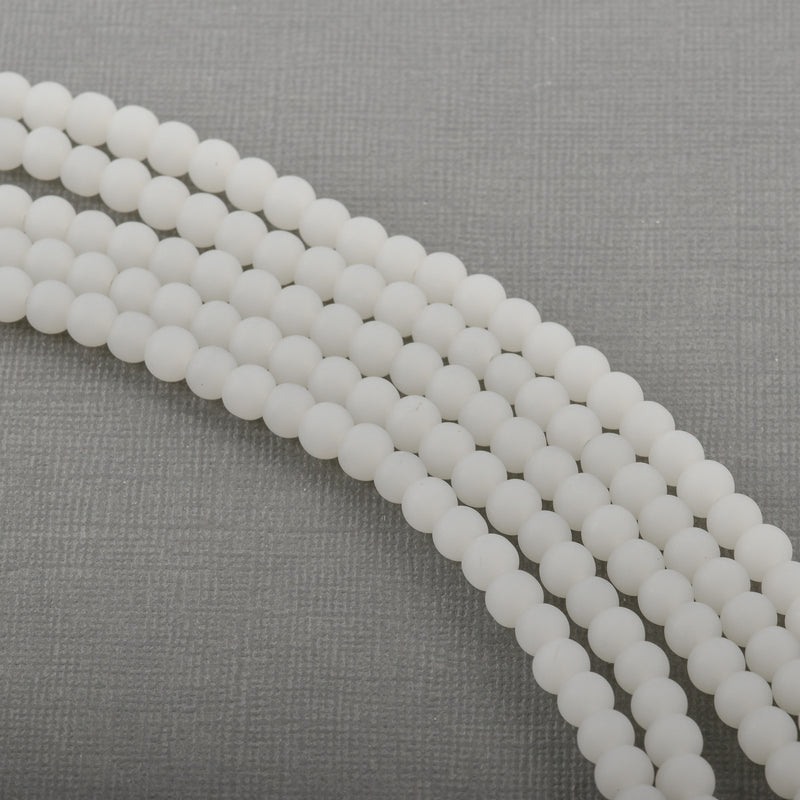 4mm WHITE Frosted JADE Round Beads, Matte Natural Gemstone Beads, full strand, about 115 beads, gjd0211