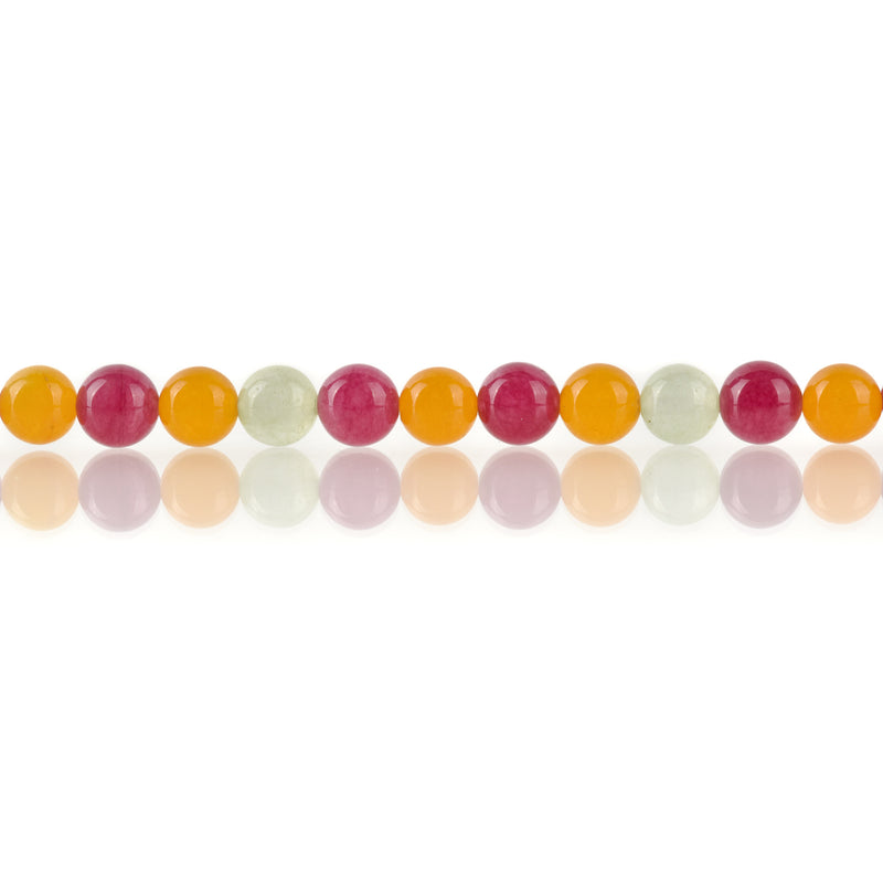 6mm SUMMER MIX Round JADE Beads, Pink Yellow Green Gemstone Beads, full strand, about 62 beads, gjd0210