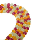 6mm SUMMER MIX Round JADE Beads, Pink Yellow Green Gemstone Beads, full strand, about 62 beads, gjd0210