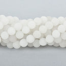 8mm WHITE Frosted JADE Round Beads, Matte Natural Gemstone Beads, full strand, about 56 beads, gjd0212