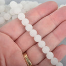 8mm WHITE Frosted JADE Round Beads, Matte Natural Gemstone Beads, full strand, about 56 beads, gjd0212