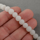 8mm WHITE Frosted JADE Round Beads, Matte Natural Gemstone Beads, full strand, about 56 beads, gjd0212