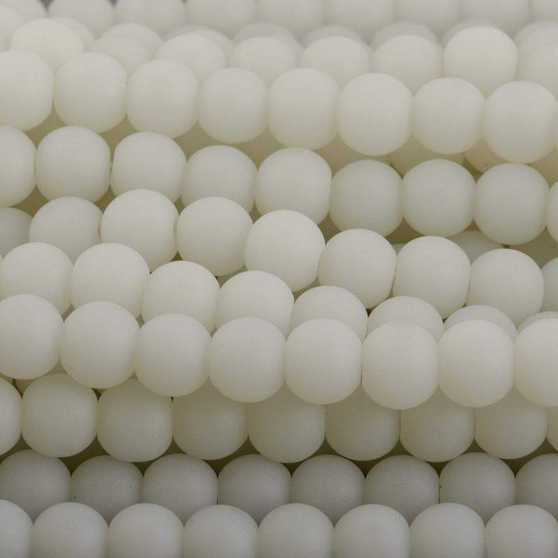 8mm WHITE Frosted JADE Round Beads, Matte Natural Gemstone Beads, full strand, about 56 beads, gjd0212