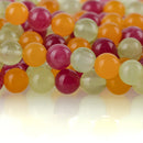 8mm SUMMER MIX Round JADE Beads, Pink Yellow Green Gemstone Beads, full strand, about 48 beads, gjd0214