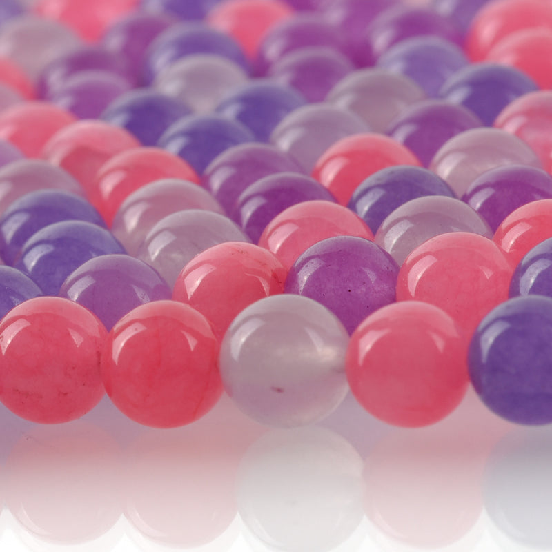 8mm PINK PURPLE Mix Round JADE Beads, Gemstone Beads, full strand, about 48 beads, gjd0215