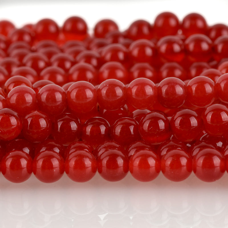8mm CHERRY RED JADE Beads, Maroon Jade Beads, Round Gemstone Beads, Smooth, full strand, 50 beads per strand, gjd0216