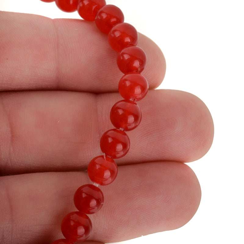 8mm CHERRY RED JADE Beads, Maroon Jade Beads, Round Gemstone Beads, Smooth, full strand, 50 beads per strand, gjd0216