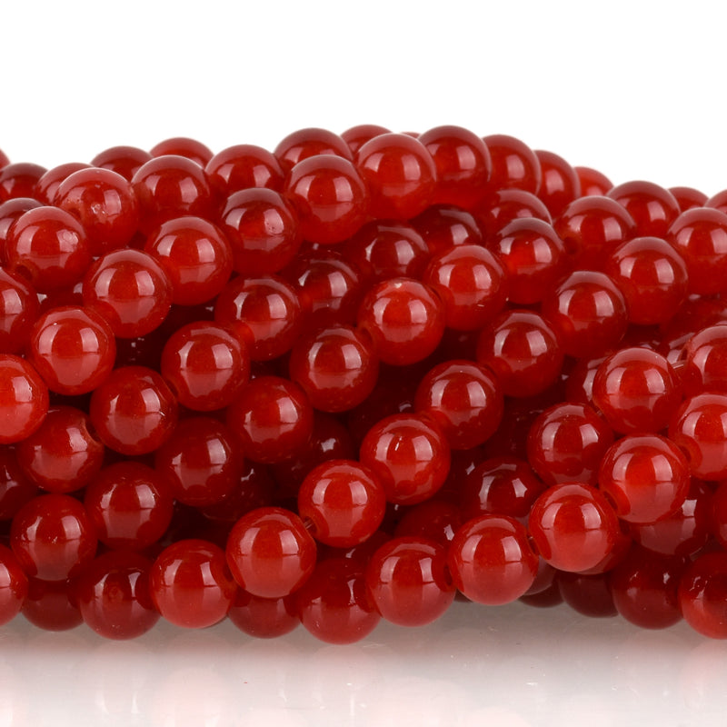 8mm CHERRY RED JADE Beads, Maroon Jade Beads, Round Gemstone Beads, Smooth, full strand, 50 beads per strand, gjd0216