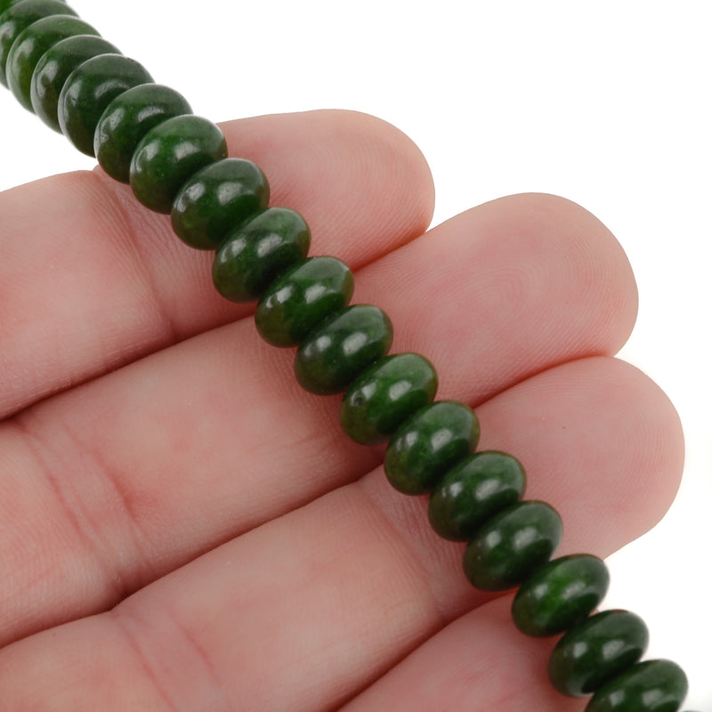 8mm EMERALD GREEN JADE Beads, Rondelle Gemstone Beads, Smooth, full strand, 75 beads per strand, gjd0217