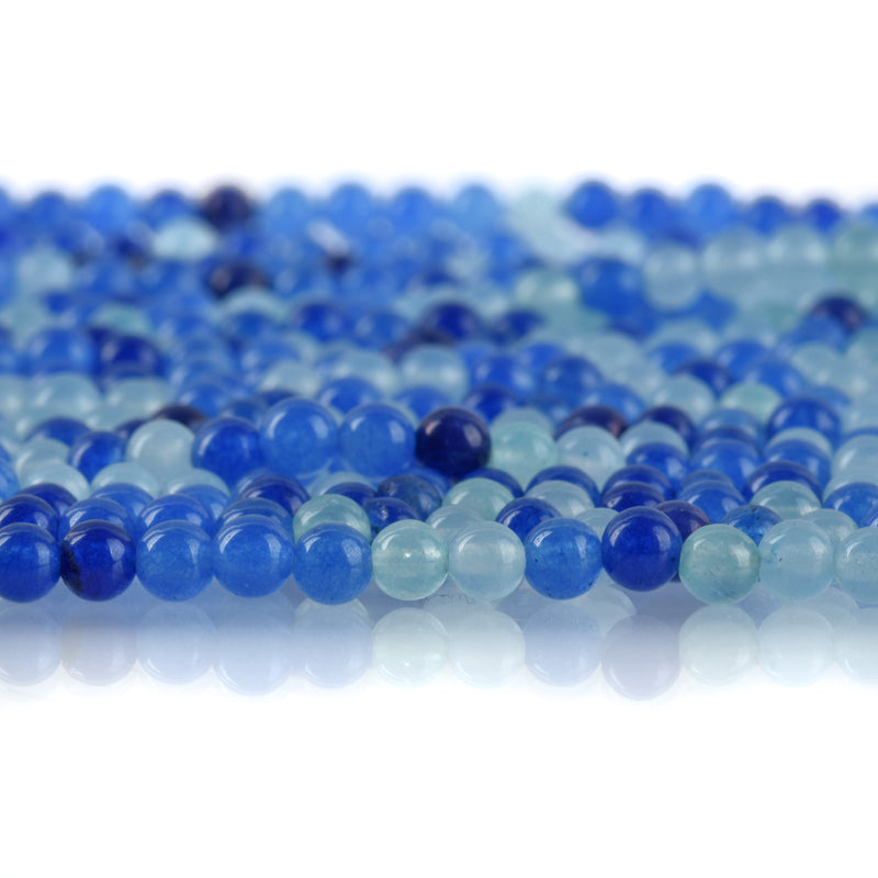 6mm BLUE MIX Round JADE Beads, Blue Gemstone Beads, full strand, about 62 beads, gjd0219
