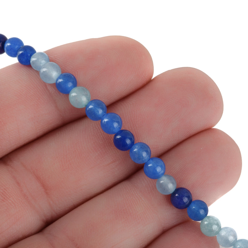 6mm BLUE MIX Round JADE Beads, Blue Gemstone Beads, full strand, about 62 beads, gjd0219