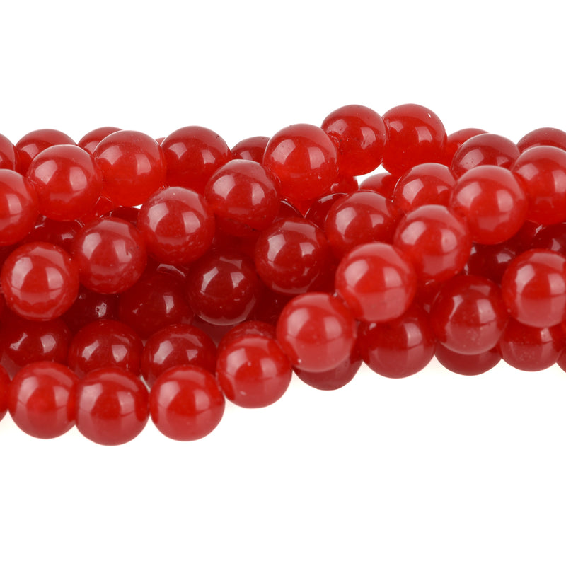 6mm CHERRY RED JADE Beads, Maroon Jade Beads, Round Gemstone Beads, Smooth, full strand, 65 beads per strand, gjd0220
