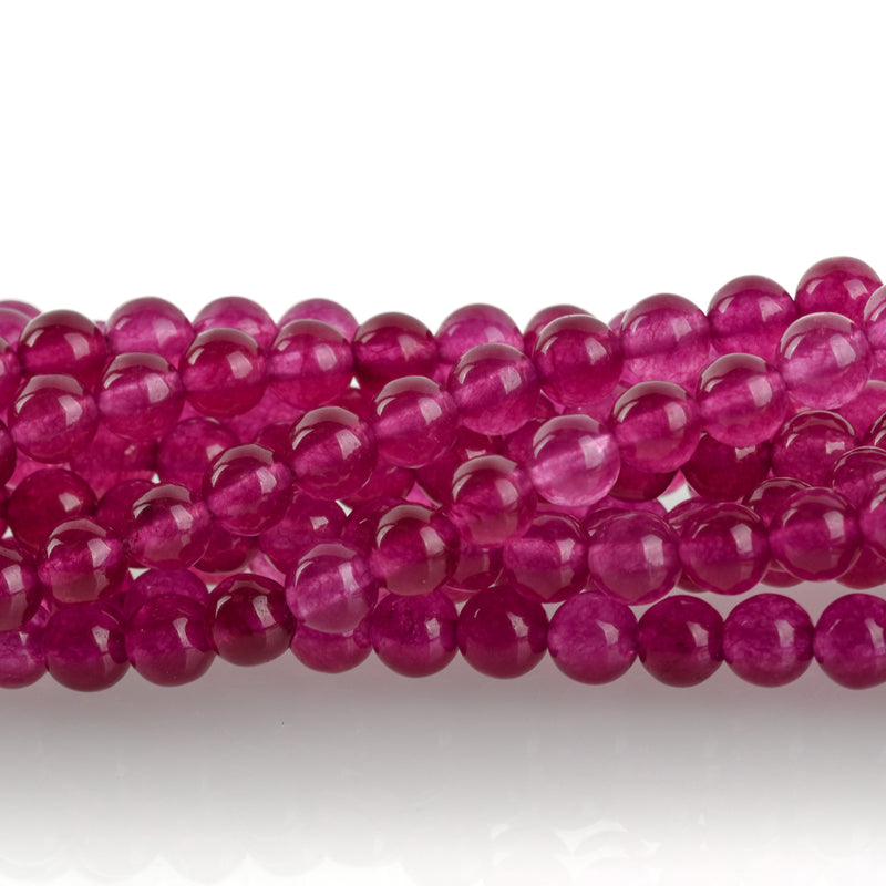 6mm FUCHSIA PINK Round Jade Gemstone Beads, full strand, about 63 beads gjd0221