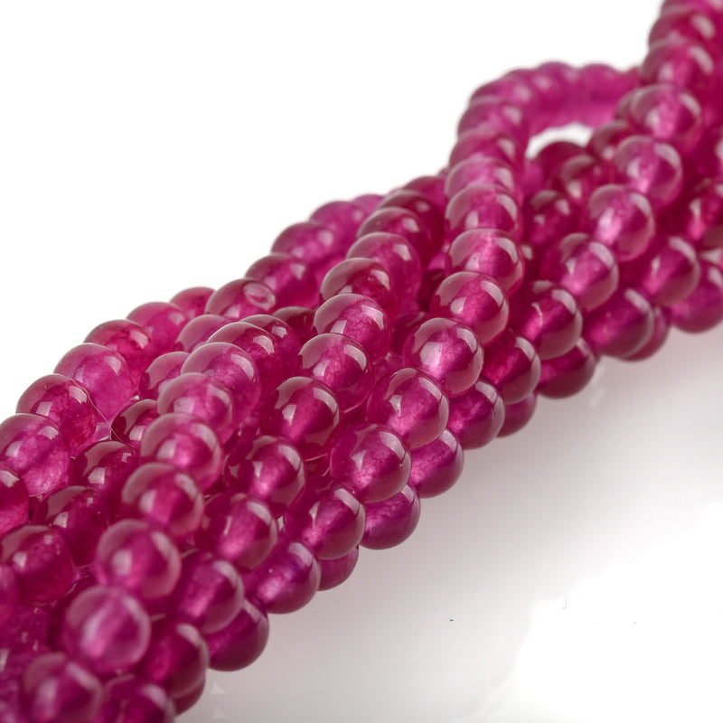 6mm FUCHSIA PINK Round Jade Gemstone Beads, full strand, about 63 beads gjd0221