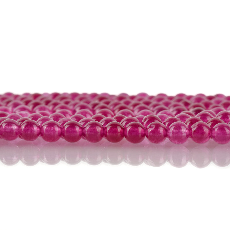 6mm FUCHSIA PINK Round Jade Gemstone Beads, full strand, about 63 beads gjd0221