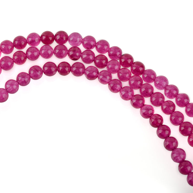 6mm FUCHSIA PINK Round Jade Gemstone Beads, full strand, about 63 beads gjd0221