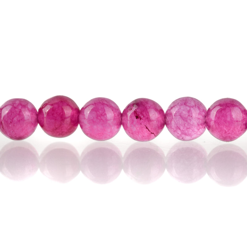 6mm FUCHSIA PINK Round Jade Gemstone Beads, full strand, about 63 beads gjd0221