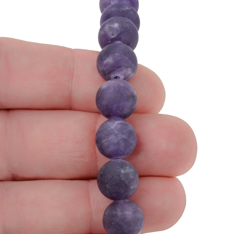 10mm PURPLE Frosted AMETHYST Round Beads, Matte Natural Gemstone Beads, full strand, about 39 beads, gjd0223