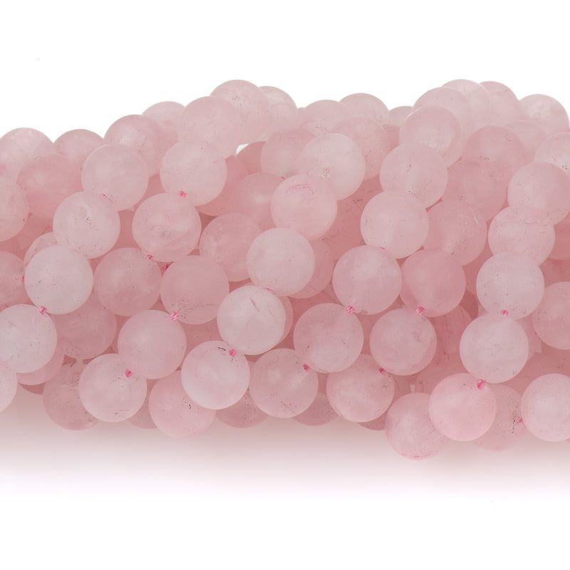 8mm PINK Frosted JADE Round Beads, Matte Natural Gemstone Beads