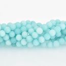 6mm BABY BLUE Frosted Matte JADE Round Beads Gemstone light turquoise blue, full strand, 68 beads gjd0232
