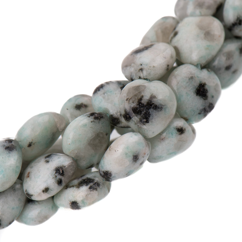 10mm Green and black KIWI STONE Heart Beads, full strand . approx 42 pieces gkw0001