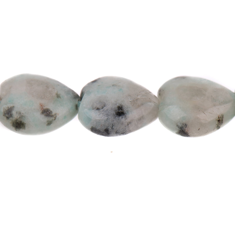 10mm Green and black KIWI STONE Heart Beads, full strand . approx 42 pieces gkw0001