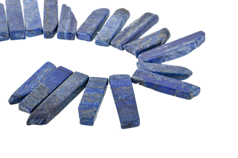 Blue LAPIS LAZULI Gemstone Stick Beads, 1-1/4" to 1-1/2", polished natural gemstone, full strand, about 41 beads, gla0019