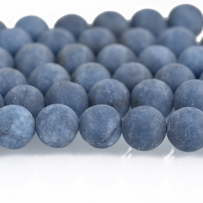 8mm LAPIS LAZULI Matte Round Beads, Denim Blue Frosted Natural Gemstone Beads, full strand, about 47 beads, gla0020