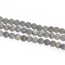 6mm Gray LABRADORITE Round Beads, Matte Frosted Natural Gemstone full strand 70 beads, glb0018