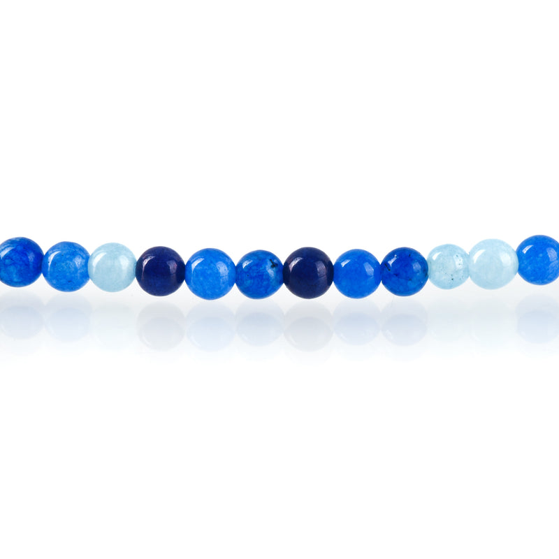 4mm BLUE MIX Round JADE Beads, Blue Gemstone Beads, full strand, about 93 beads, gjd0209