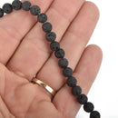 6mm - 7mm Round BLACK LAVA Beads, perfume diffuser beads, essential oil beads, lava stone beads, full strand, about 62 beads, glv0008