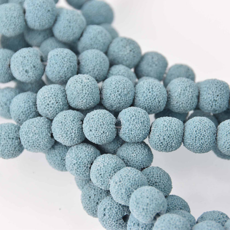 12mm TEAL BLUE LAVA Beads, Round Perfume Diffuser Beads, Essential Oil Beads, aromatherapy beads, about 34 beads per strand, glv0025