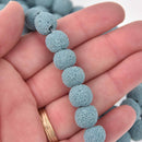 12mm TEAL BLUE LAVA Beads, Round Perfume Diffuser Beads, Essential Oil Beads, aromatherapy beads, about 34 beads per strand, glv0025