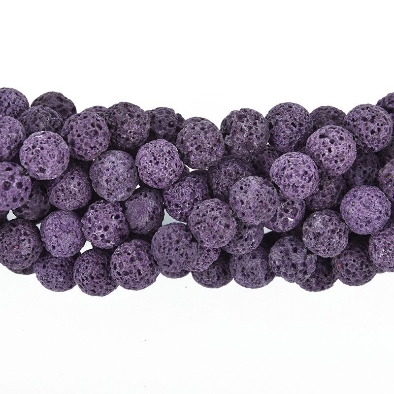 8mm PURPLE LAVA Beads, Aromatherapy Beads, Round Perfume Diffuser Beads, Essential Oil Beads, full strand, 50 beads per strand, glv0028