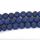8mm NAVY BLUE LAVA Beads, Aromatherapy Beads, Round Perfume Diffuser Beads, Essential Oil Beads, full strand, 50 beads per strand, glv0029