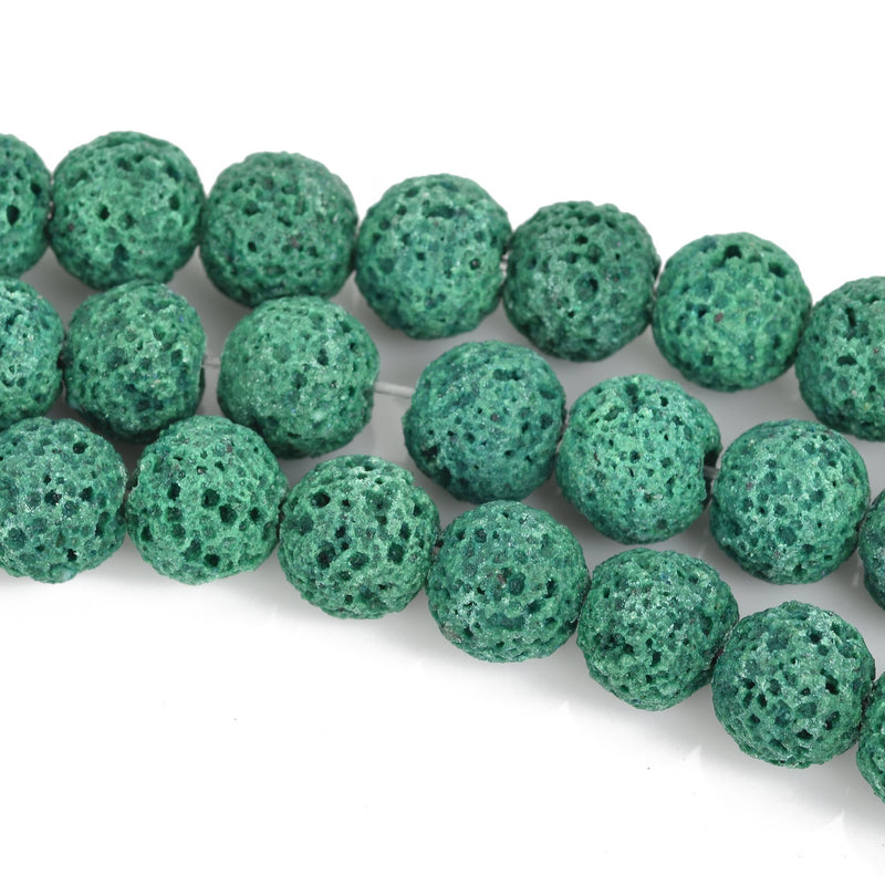 8mm GREEN LAVA Beads, Aromatherapy Beads, Round Perfume Diffuser Beads, Essential Oil Beads, full strand, 50 beads per strand, glv0030