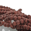 8mm CHOCOLATE BROWN LAVA Beads, Aromatherapy Beads, Round Diffuser Beads, Essential Oil Beads, full strand, 50 beads per strand, glv0036